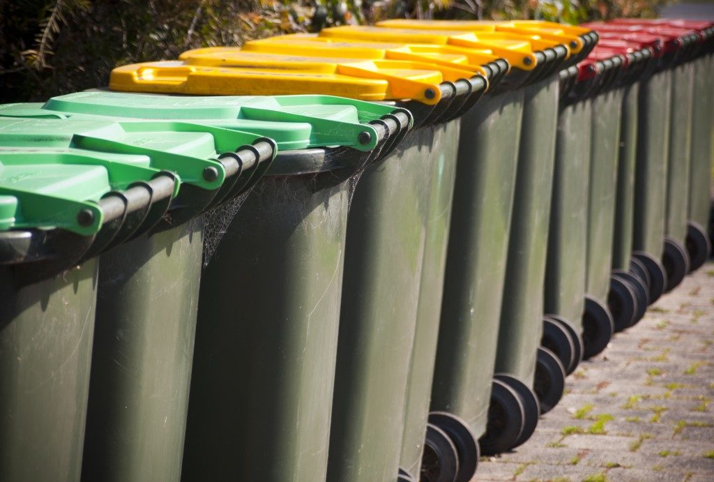 color coded waste bins