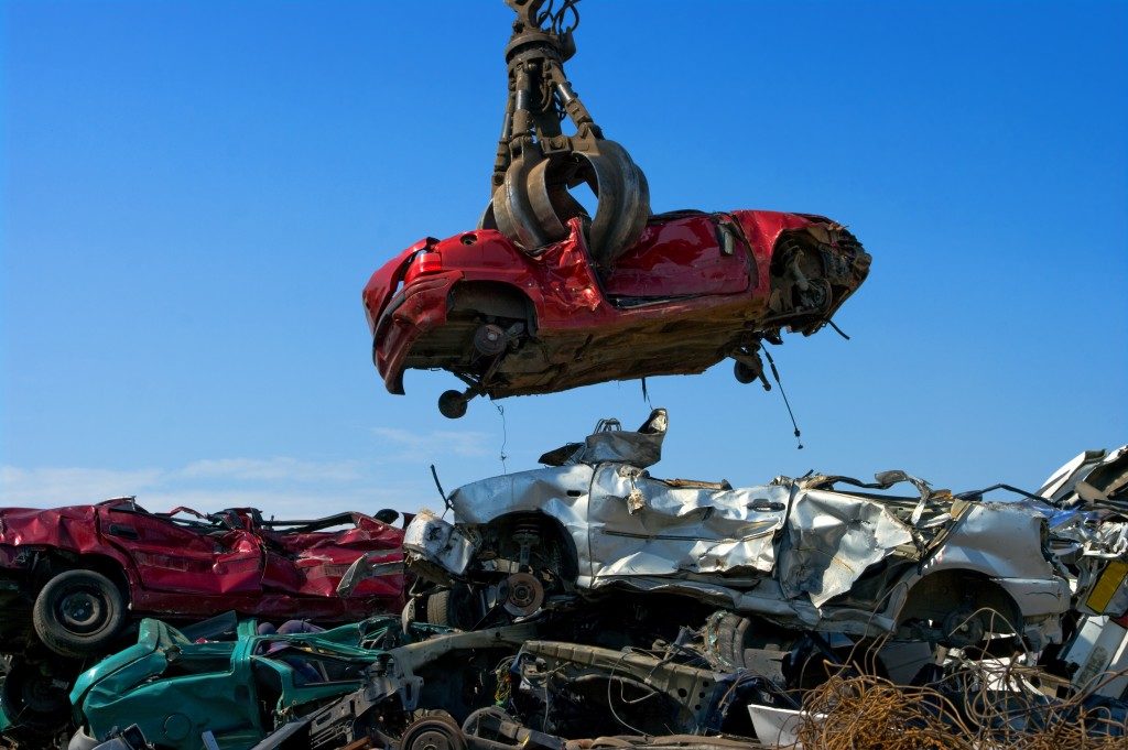 car in a junk yard