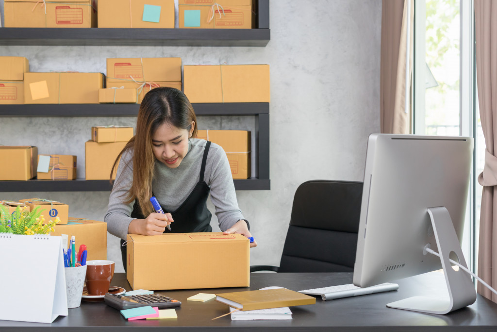 woman preparing to ship out